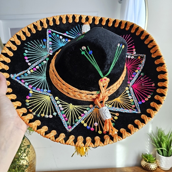 Handcrafted Sombrero Selene Calidad Mexican Mariachi Multicolor Children's Hat - Picture 12 of 16
